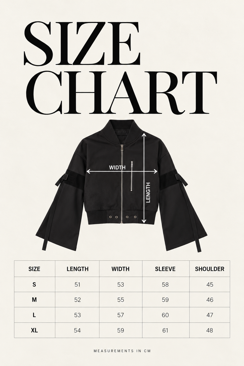 Size Chart for The Authority Cropped Jacket