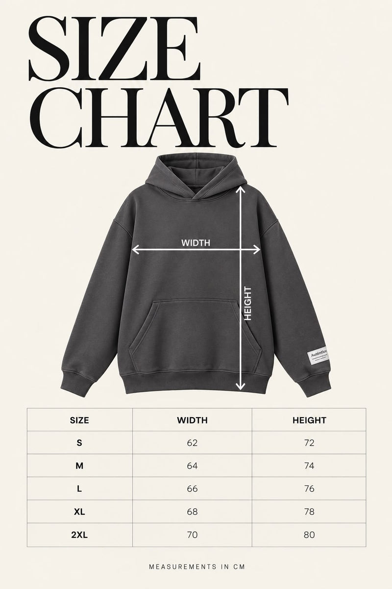 Size Chart for Oversize Hoodie - Unisex